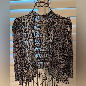 Aceshion Gray/Blk/Brown Leopard Print Cardigan